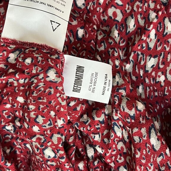 Reformation Bree Animal Print Burgundy Red Midi Dress (XS) - Picture 12 of 12